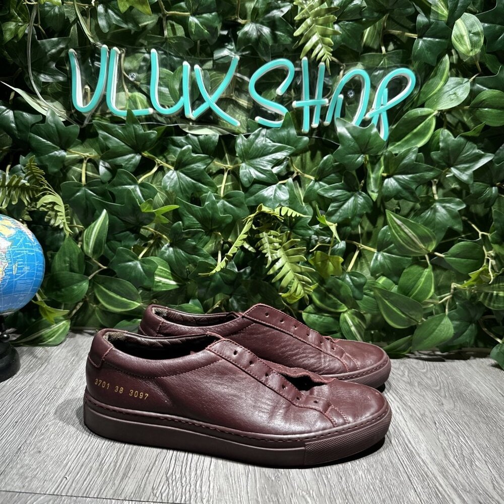 Common Projects Women's Size 8 EU 38 Burgundy Leather Sneakers Casual Shoes
